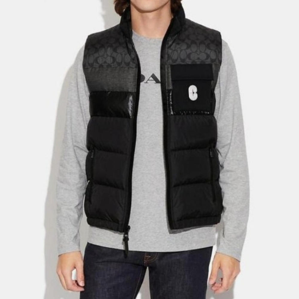 NWT Coach Men's Puffer Down Vest Black Size XS